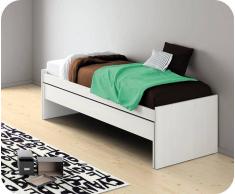 Pack Cama Nido Planeta 90x200 Blanca + 2 colchones