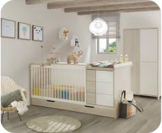 Cuna Evolutiva Combinada LILI 70x140cm Blanca y Madera