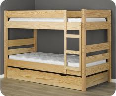 Litera 1,2,3+Cama nido supletoria, Natural. 90x190cm