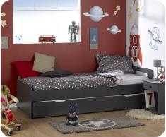 Pack Cama Nido Eden 90x190cm Gris Antracita + 2 Colchones