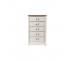 Blanco Cajonera barroca madera blanco marfil 5 cajones GUSTAVE - Miliboo