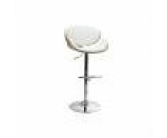 Blanco Taburete de bar diseño blanco y madera clara WALNUT - Miliboo