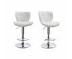 Taburete de bar diseño PU blanco lote de 2 DEREK - Miliboo