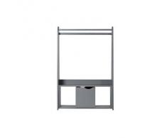 Colgador de ropa con cubo de almacenaje lacado gris mate KIDDO - Miliboo