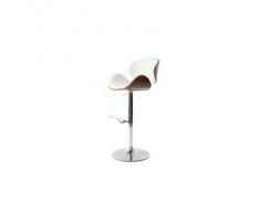 Taburete de bar de diseño blanco y madera WALNUT - Miliboo