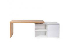 Blanco Escritorio de diseño modulable blanco brillante y fresno NEW MAX - Miliboo
