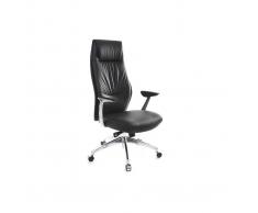 Silla de oficina cuero negro ATHOS - Miliboo