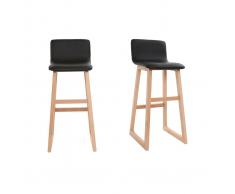 Taburete de bar madera clara y PU negro 72cm lote de 2 OSAKA - Miliboo