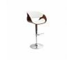 Blanco Taburete de bar diseño blanco y madera BENT - Miliboo