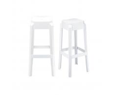 Blanco Taburete de bar diseño blanco 75cm lote de 2 CLEAR - Miliboo