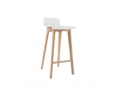 Taburete / silla de bar diseño madera natural y blanco escandinavo BALTIK - Miliboo
