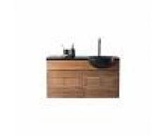Mueble de baño: mueble en teca y lavabo en terrazo ISAK BIG - Miliboo