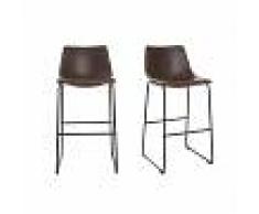 Taburete de bar vintage PU marrón 73cm lote de 2 NEW ROCK - Miliboo