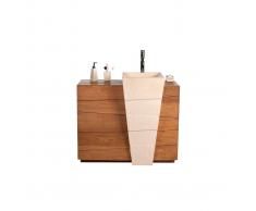 Mueble de cuarto de baño diseño étnico en teca y granito lavabo encastrado ARU - Miliboo