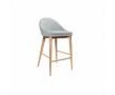 Taburete de bar diseño madera poliéster gris claro 67cm DALIA - Miliboo