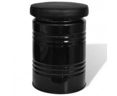 VidaXL Taburete negro con depósito de almacenaje, modelo otomano