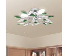 VidaXL Lámpara de techo con forma hojas, cristal acrílico blanco y verde