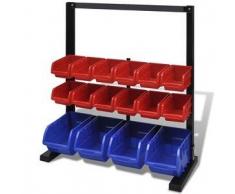 VidaXL Organizador de herramientas para pared con tira magnética, Azul/ Rojo