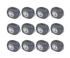VidaXL Foco decorativo solar LED en forma de piedras, para el jardín, 12 uds.