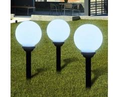 VidaXL Lámpara solar de jardín en forma bola con LED, 20 cm, 3 unidades