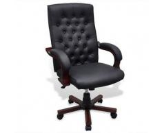 VidaXL Chesterfield Silla para oficina de cuero artificial negro