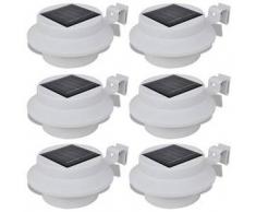 VidaXL Foco solar blanco para vallas de jardín, 6 unidades