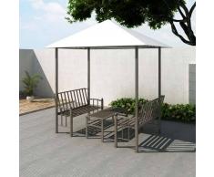 VidaXL Pabellón De Jardín Con Mesa Y Banco 2,5 x 1,5 2,4 M