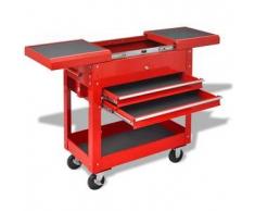 VidaXL Carrito-caja de herramientas 2 cajones acero rojo