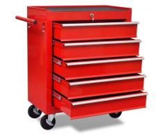 VidaXL Carrito de herramientas rojo 5 cajones