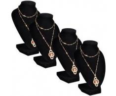 VidaXL Expositor De Joyas En Forma Busto Negro - 4Piezas 9X8,5X15cm