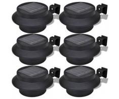 VidaXL Foco solar negro para vallas de jardín, 6 unidades