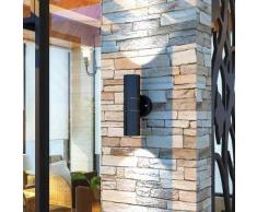 VidaXL Aplique LED de pared acero inoxidable para interior/exterior, negro