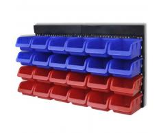 VidaXL Organizador de herramientas para pared, 2 piezas, Azul/ Rojo