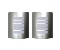 VidaXL 2 Apliques de exterior, lámparas pared acero inoxidable