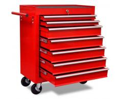 VidaXL Carrito de herramientas rojo 7 cajones
