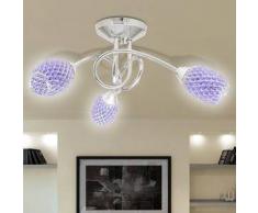 VidaXL Lámpara de techo con tres focos ovales cristal acrílico morado, G9