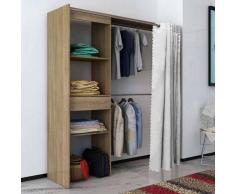 VidaXL Armario ropero con cortina ajustable en anchura 121-168cm roble