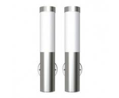 VidaXL 2 Apliques de exterior, lámparas pared, acero inoxidable