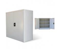 VidaXL Armario de oficina metal 2 puertas 90 cm (Gris)