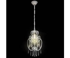 VidaXL Lámpara blanca colgante de metal con adornos cristal