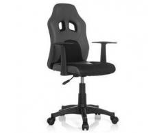 Silla deportiva para niños RACER JUNIOR, en piel y tela gris y negro