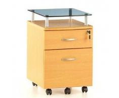 Archivador con ruedas EKON PLUS de cristal, color haya
