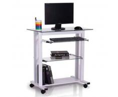 Mesa de ordenador TOKIN, Compacta, 80x51x83 cm, en Cristal y Metal color Blanco