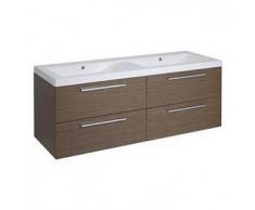 hudson reed Mueble de Lavabo Suspendido Doble con Acabado Color Efecto Roble 1440x510x550mm con Lavabo Integrado - Langley