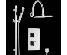 hudson reed Sistema de Ducha con Llave Termostática con Alcachofa Cuadrada y Ducha de Mano