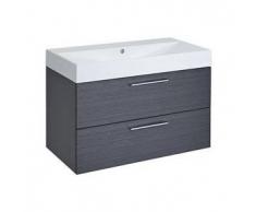 hudson reed Mueble de Lavabo Suspendido con Acabado de Color Gris 900x480x600mm con Lavabo Integrado - Langley