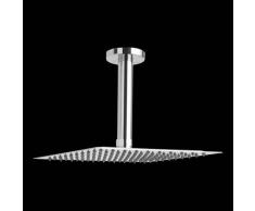 hudson reed Alcachofa de Ducha Cuadrada Extraplana - 400mm x 400mm - Acero Inoxidable con Brazo de Ducha