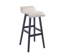 CLP Taburete de bar Corneila PU madera negro/crema sin respaldo 75 cm 4 patas