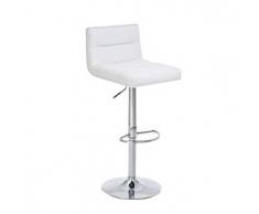 CLP Taburete Limerick hierro cromado blanco con respaldo altura regulable 59 - 80 cm