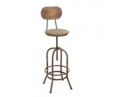 CLP Taburete Pino metal bronce con respaldo altura regulable 68 - 87,5 cm 4 patas